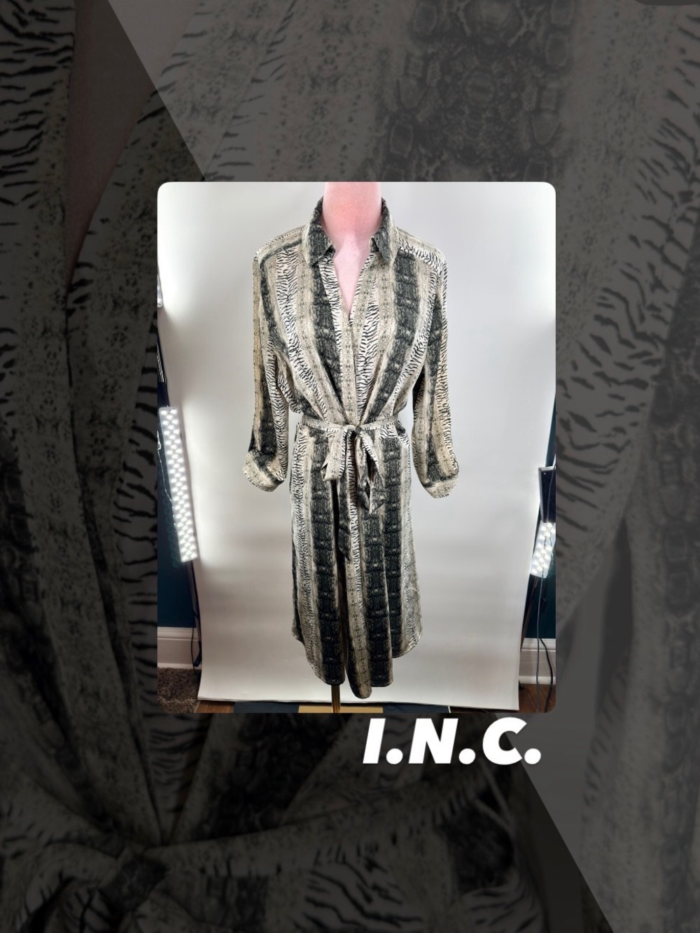 EUC INC Mixed Animal Print Shirt Dress